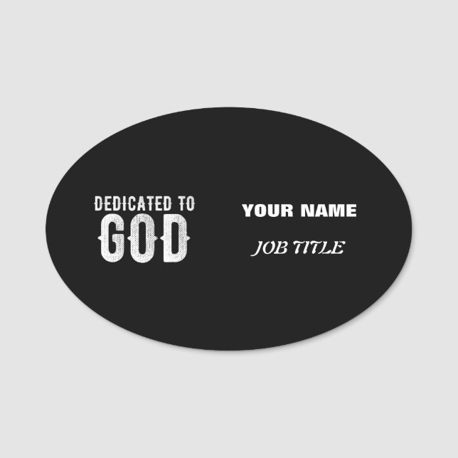 PORTE-NOM DÉDIÉ À DIEU COOL PERSONNALISABLE TEXTE BLANC (Devant)