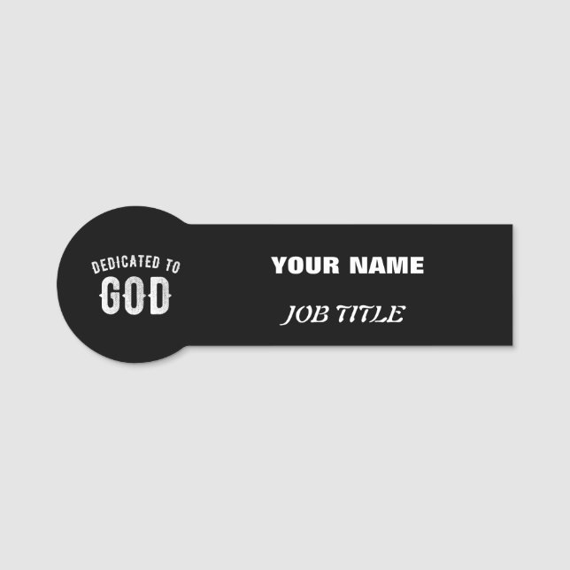 PORTE-NOM DÉDIÉ À DIEU PERSONNALISABLE COOL TEXTE BLANC (Devant)