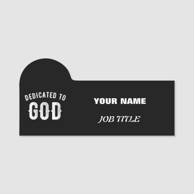 PORTE-NOM DÉDIÉ À DIEU PERSONNALISABLE COOL TEXTE BLANC (Devant)