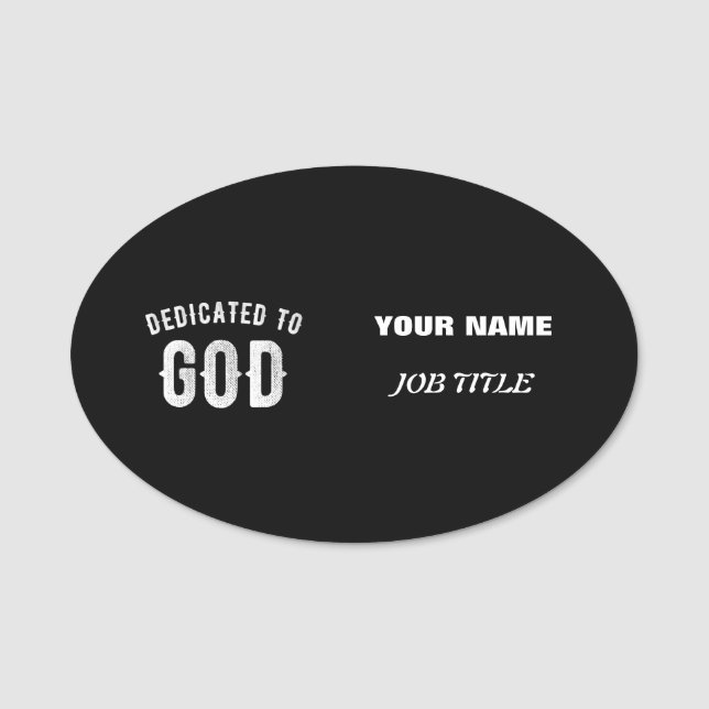 PORTE-NOM DÉDIÉ À DIEU PERSONNALISABLE COOL TEXTE BLANC (Devant)