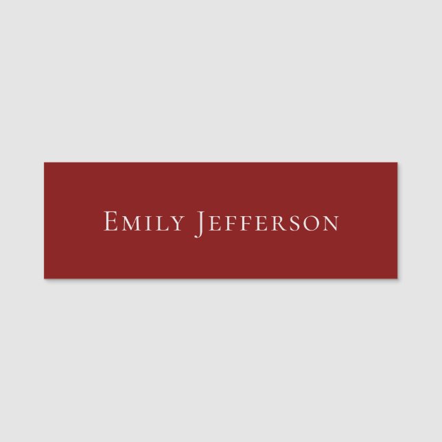 Porte-nom Deep Red Plain Elegant Professional Modern (Devant)