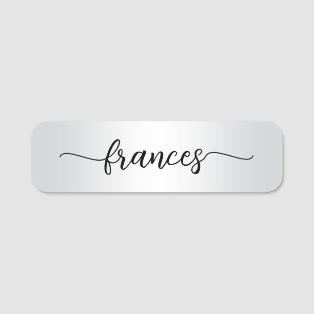 Porte-nom Dégradé argenté pâle écriture manuscrite (Devant)