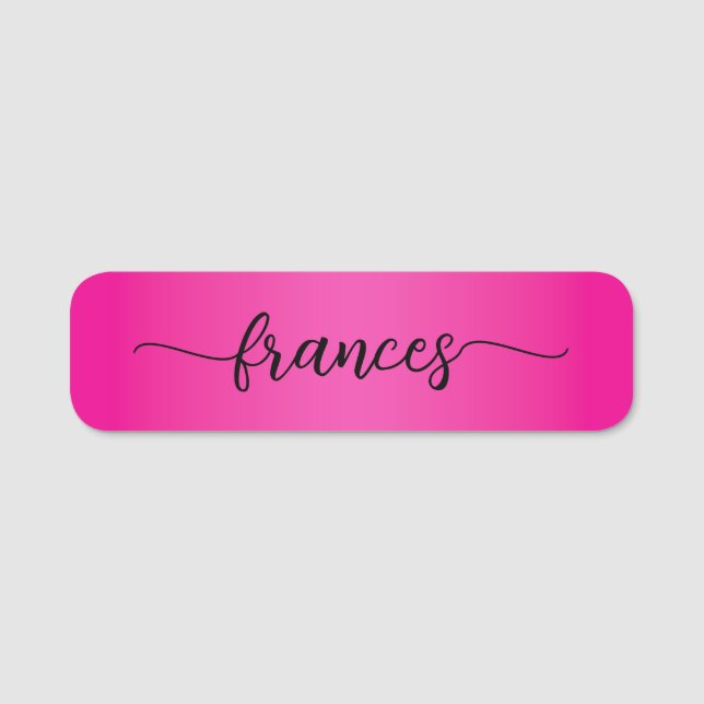 Porte-nom Dégradé Rose Chaud Écriture Manuscrite Script (Devant)