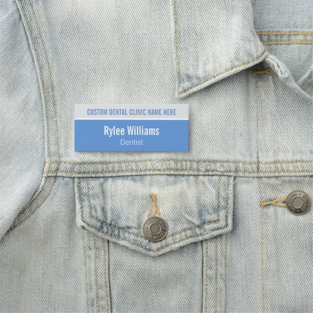 Porte-nom Dentiste bleu personnalisé (En situation)