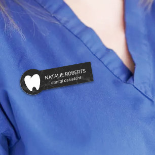 Porte-nom Dentiste de marbre noir moderne d'assistant