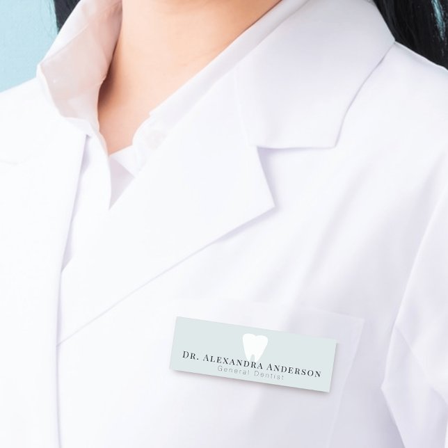 Porte-nom Dentiste Dents Blanches Bleu Clair (Créateur téléchargé)