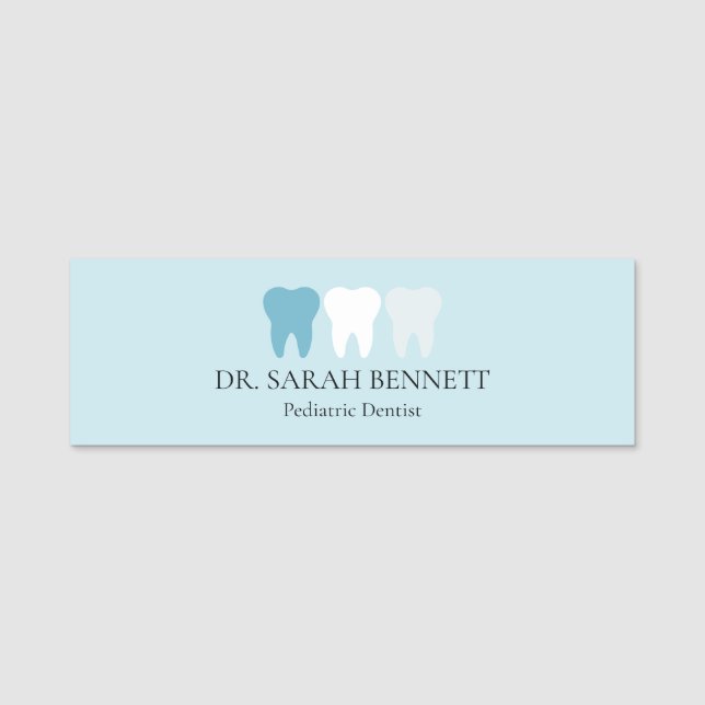 Porte-nom Dentiste élégant bleu aqua professionnel (Devant)