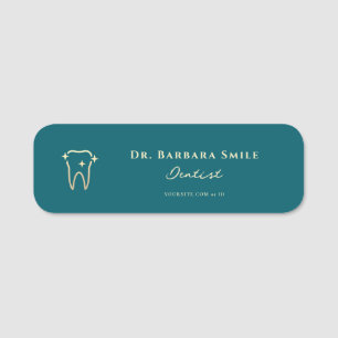 Porte-nom Dentiste Élégant Sarcelle Foncé Esthétique Dent De