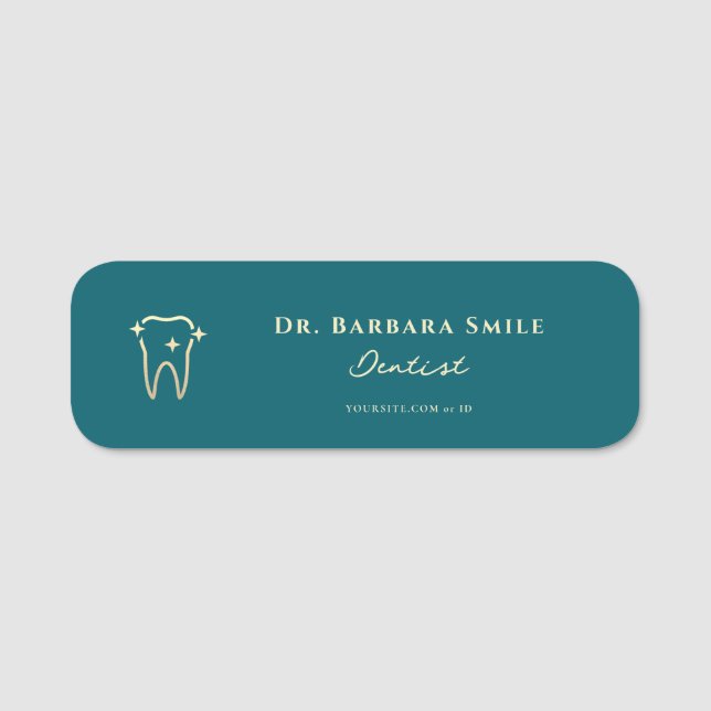 Porte-nom Dentiste Élégant Sarcelle Foncé Esthétique Dent De (Devant)