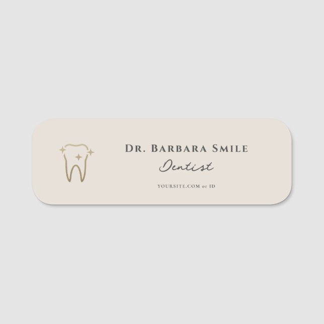 Porte-nom Dentiste esthétique dentaire sable beige (Devant)