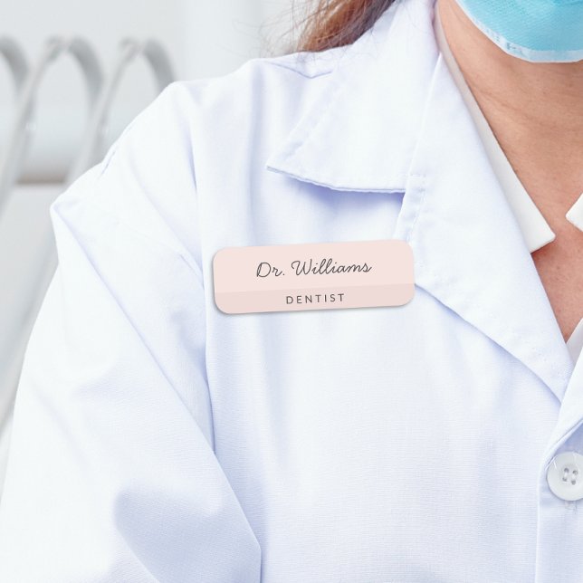 Porte-nom Dentiste Minimaliste Rose (Créateur téléchargé)