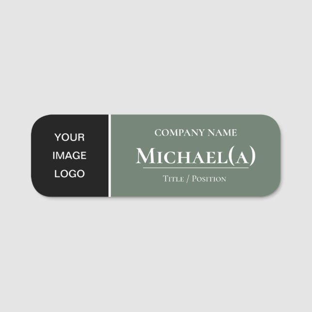 Porte-nom Design Élégant Vert Et Noir : LOGO D'Affaires (Devant)