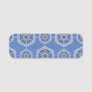 Porte-nom Design Motif ornement bleu