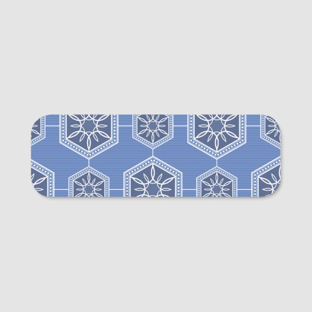 Porte-nom Design Motif ornement bleu (Devant)