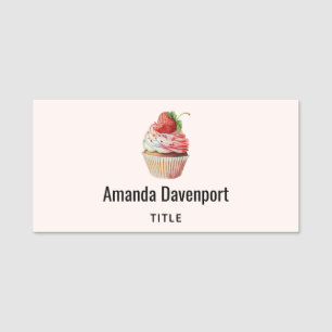 Porte-nom Dessert sucré à la fraise Cupcake