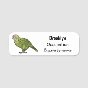Porte-nom dessin animé d'oiseaux de Kakapo