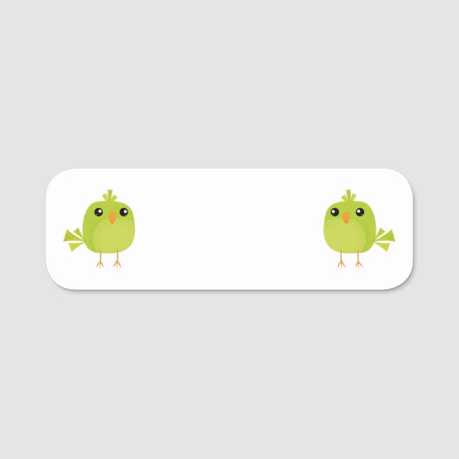 Porte-nom Dessin Animé Oiseau Vert (Devant)