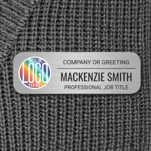 Porte-nom do-it-yourself couleur brossé gris imprimé employé