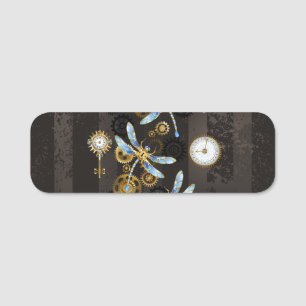 Porte-nom Dragonflies de Steampunk sur arrière - plan rayé b