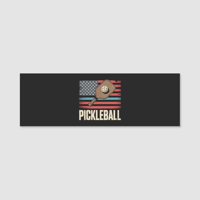 Porte-nom Drapeau américain Pickleball (Devant)