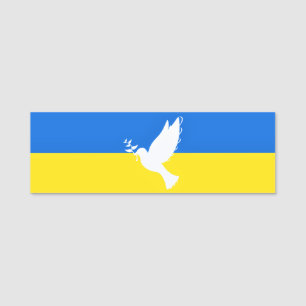 Porte-nom Drapeau d'Ukraine - Dove of Peace - Freedom - Peac