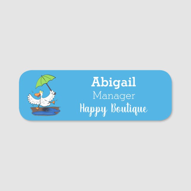 Porte-nom Drôle canard avec parapluie dessin animé (Devant)