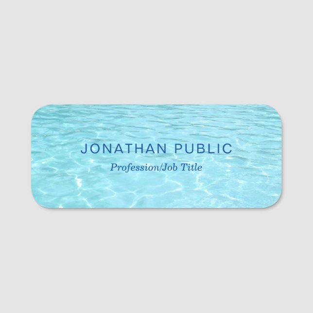 Porte-nom Eau Bleue Nature Élégante Modèle Moderne Aqua (Devant)