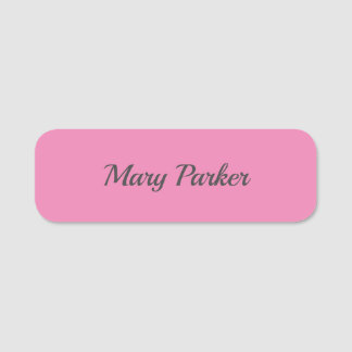 Porte-nom Écriture manuscrite Nom professionnel simple rose