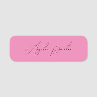 Porte-nom Écriture manuscrite Nom professionnel simple rose