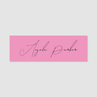 Porte-nom Écriture manuscrite Nom professionnel simple rose