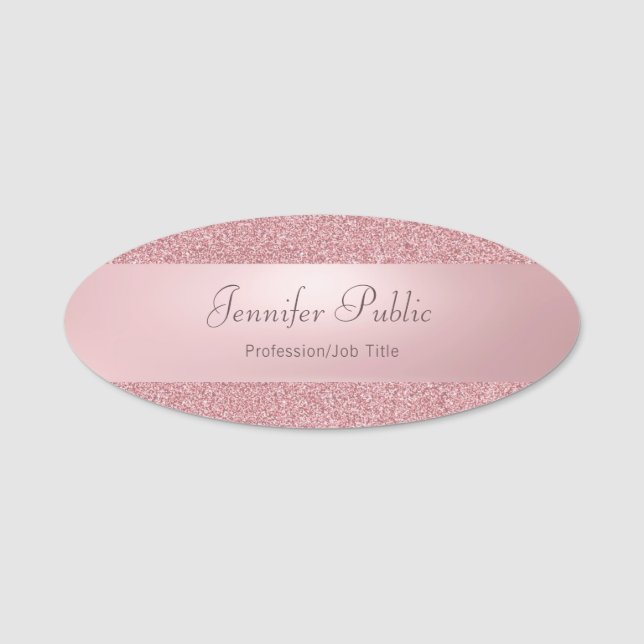 Porte-nom Écriture manuscrite Script Rose Gold Parties scint (Devant)