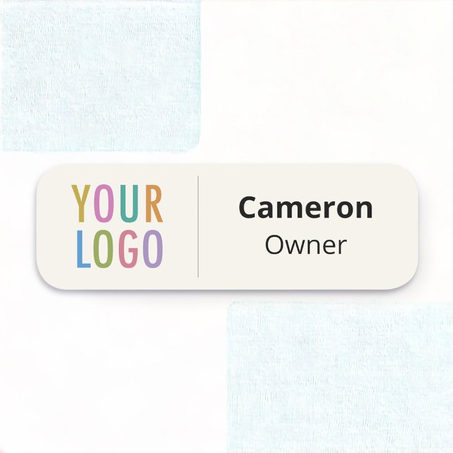 Porte-nom Ecru Lightweight Name Balise avec logo magnétique (MISOOK Ecru Lightweight Name Tag Magnetic)