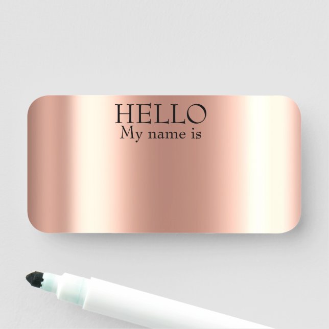 Porte-nom Effacement sec réutilisable Hello Rose Gold Metal  (En situation)