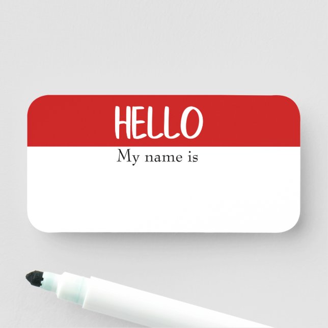 Porte-nom Effacer sec Bonjour Personnalisable Réutilisable M (En situation)