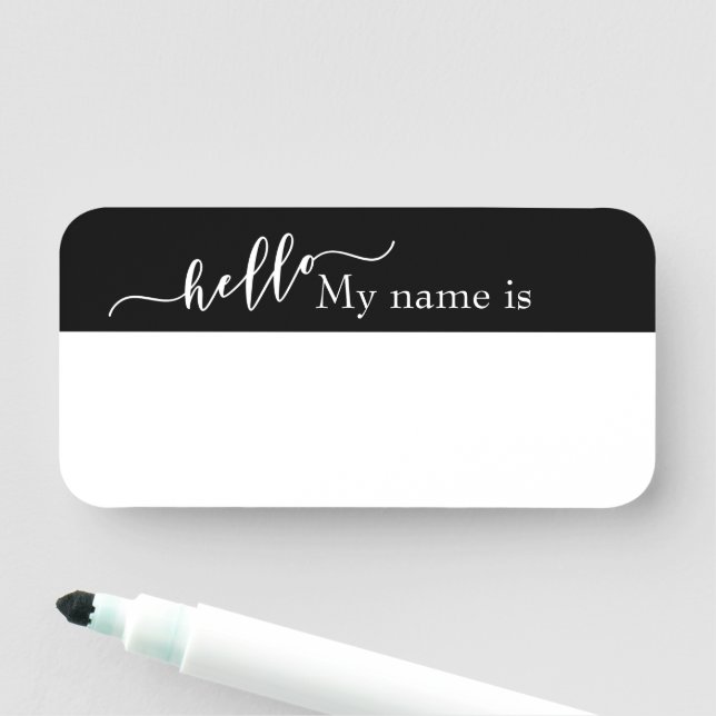 Porte-nom Effacer sec Hello Personnalisable Réutilisable man (En situation)
