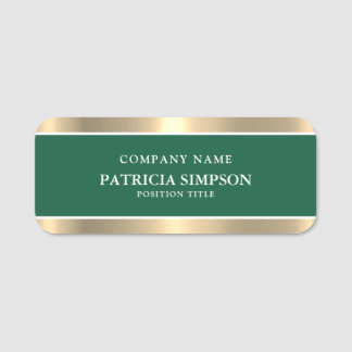 Porte-nom Elégant Amazon Dark Green & Gold : Luxe & Moderne
