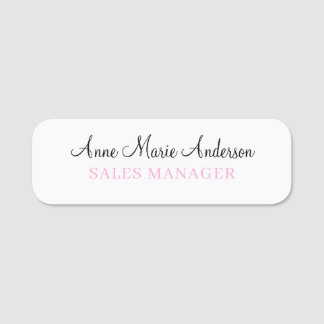 Porte-nom Elegant Black White and Pink Professional Name
