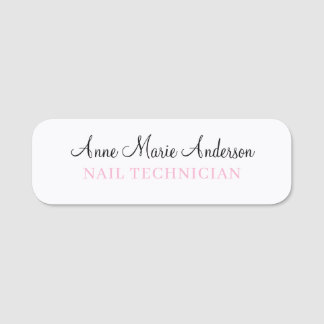 Porte-nom Elegant Black White and Pink Professional Name