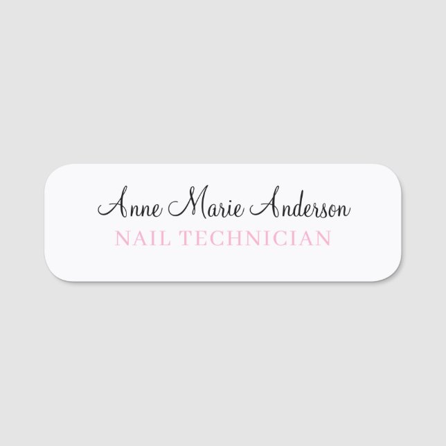 Porte-nom Elegant Black White and Pink Professional Name  (Devant)
