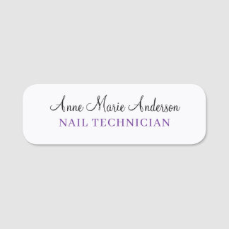 Porte-nom Elegant Black White and Purple Professional Name