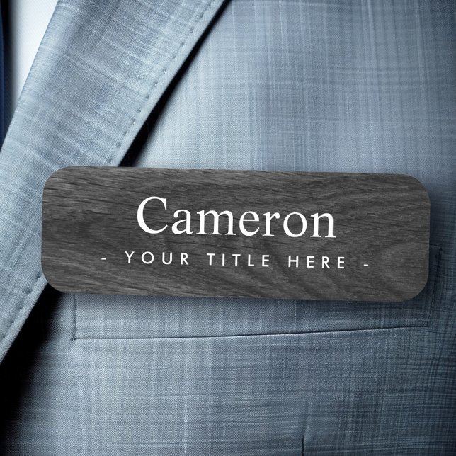 Porte-nom Elégant bois noir de grain look titre de prénom (Elegant black wood grain look first name title name tag)
