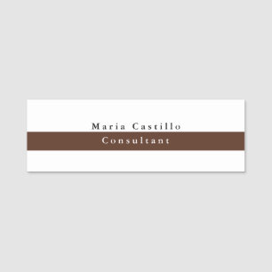 Porte-nom Élégant Brown blanc minimaliste