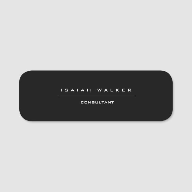 Porte-nom Élégant Chic Plain Unique Spécial Noir & Blanc (Devant)