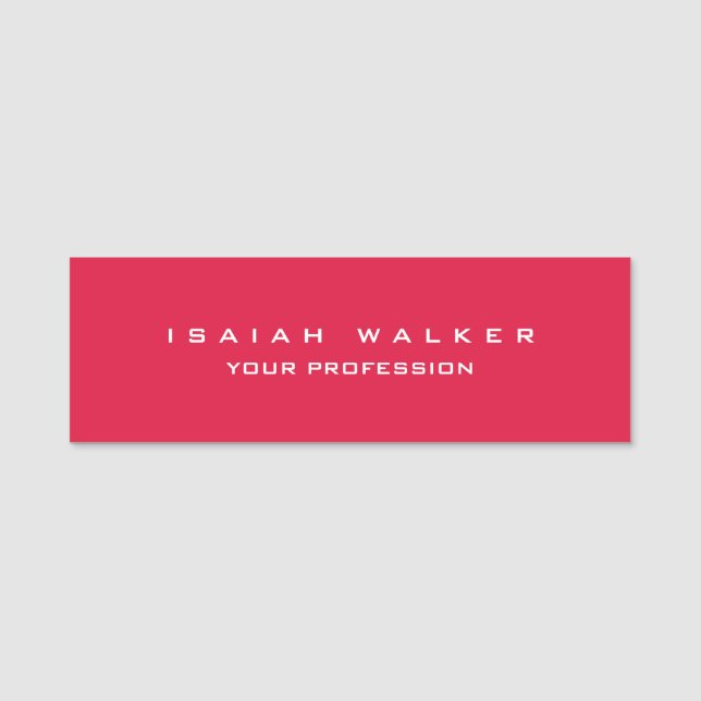 Porte-nom Élégant Classy Plain Unique Special Crimson Rouge (Devant)