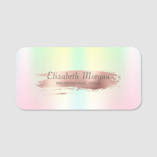 Porte-nom Élégant coup de pinceau en or rose,Ombre holograph