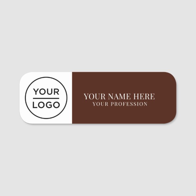 Porte-nom Elegant custom Logo Employee magnetic, safety pin (Devant)