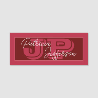 Porte-nom Élégant Cyclamen rouge foncé manuscrit : Monogramm