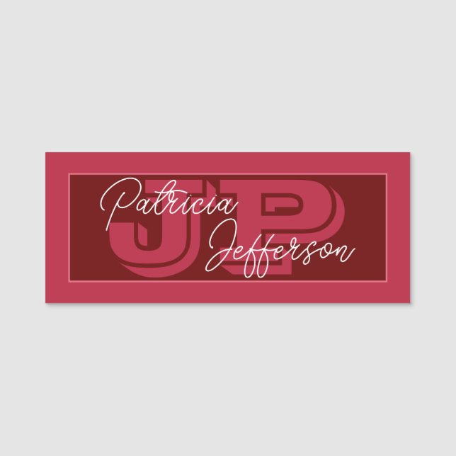 Porte-nom Élégant Cyclamen rouge foncé manuscrit : Monogramm (Devant)