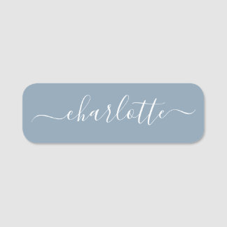 Porte-nom Elégant Dusty Blue Script Moderne Nom Personnalisé