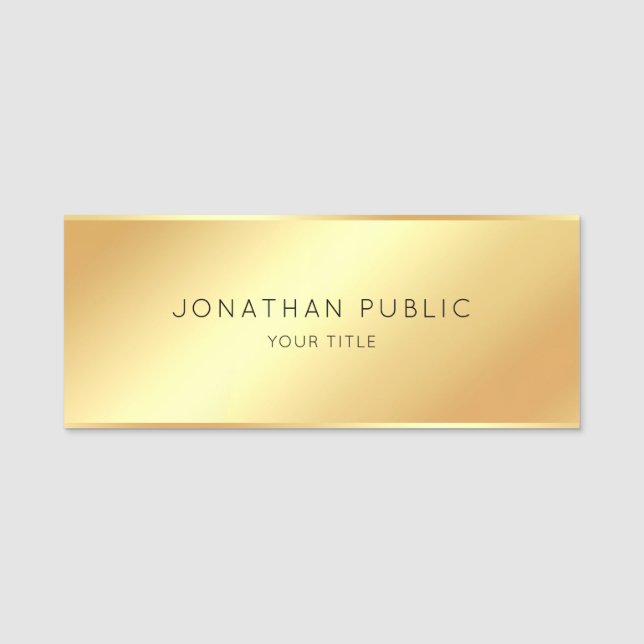 Porte-nom Elégant Faux Gold Modèle Moderne Professionnel (Devant)